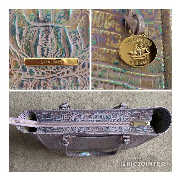 Iridescent Brahmin Ashlee Violet Wonderland Melbourne large leather tote bag 💜 - Picture 11 of 16